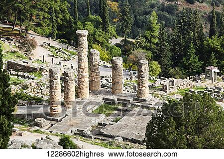 Stock Photograph - Temple of Apollo; Delphi, Greece. Fotosearch