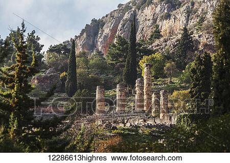 Temple of Apollo; Delphi, Greece View Large Photo Image Stock Photograph - Temple of Apollo; Delphi, Greece. Fotosearch