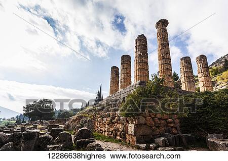 Temple of Apollo; Delphi, Greece View Large Photo Image Stock Photograph - Temple of Apollo; Delphi, Greece. Fotosearch