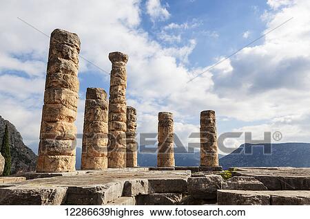 Temple of Apollo; Delphi, Greece View Large Photo Image Stock Photograph - Temple of Apollo; Delphi, Greece. Fotosearch