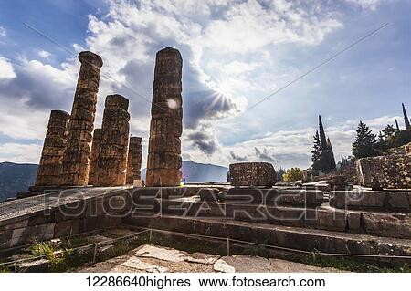 Stock Photograph - Temple of Apollo; Delphi, Greece. Fotosearch