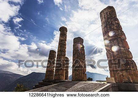 Temple of Apollo; Delphi, Greece View Large Photo Image Stock Photograph - Temple of Apollo; Delphi, Greece. Fotosearch