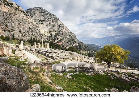 Stock Photograph - Temple of Apollo; Delphi, Greece. Fotosearch