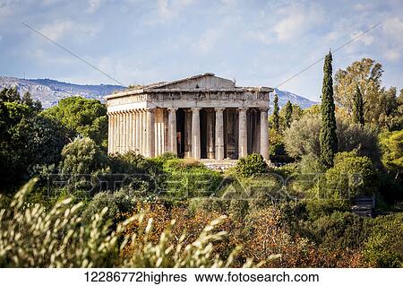 Stock Photograph - Temple of Hephaestus, Greek Orthodox church of St. George Akamates; Athens, Greece. Fotosearch