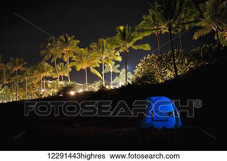 Tent on the beach at night near the Four Seasons Resort; Wailea, Maui, Hawaii, United States of America View Large Photo Image Stock Photograph - Tent on the beach at night near the Four Seasons Resort; Wailea, Maui, Hawaii, United States of America. Fotosearch