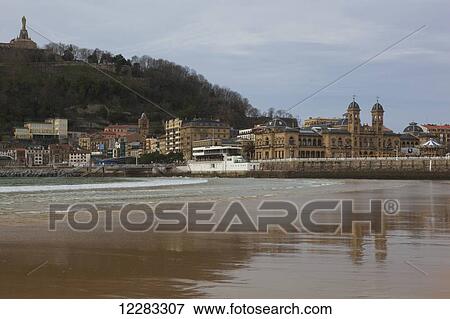 The beach of Playa de La Concha and the old town and Town Hall; San Sebastian, Spain View Large Photo Image Stock Photo - The beach of Playa de La Concha and the old town and Town Hall; San Sebastian, Spain. Fotosearch