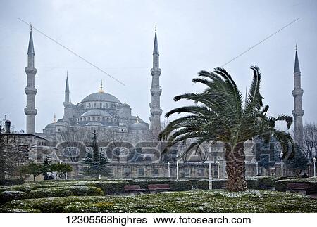 The Blue Mosque in winter a winter storm; Istanbul, Turkey View Large Photo Image Stock Photograph - The Blue Mosque in winter a winter storm; Istanbul, Turkey. Fotosearch