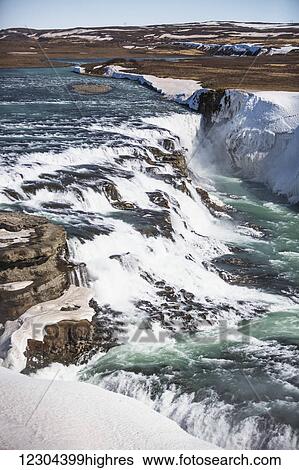 Stock Photograph - The famous Gullfoss waterfall; Iceland. Fotosearch