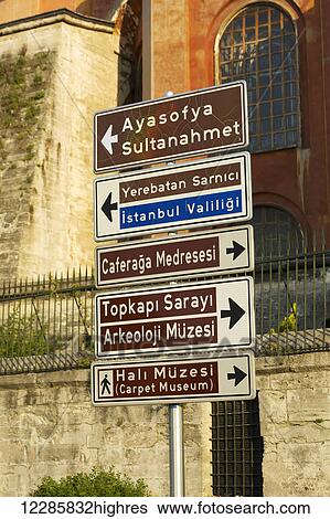 Tourist signs for major tourist attractions; Istanbul, Turkey View Large Photo Image Stock Photograph - Tourist signs for major tourist attractions; Istanbul, Turkey. Fotosearch
