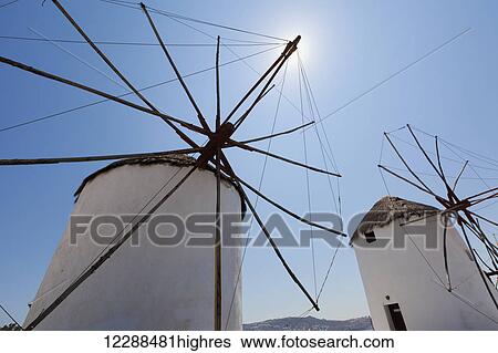Traditional windmills; Chora, Mykonos, Greece View Large Photo Image Stock Photograph - Traditional windmills; Chora, Mykonos, Greece. Fotosearch