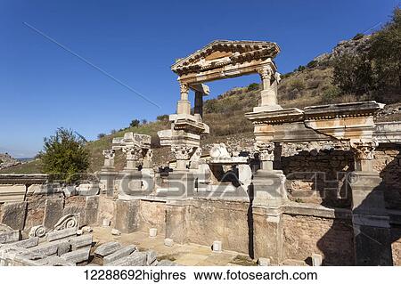 Trajan's fountain; Ephesus, Turkey View Large Photo Image Stock Photograph - Trajan's fountain; Ephesus, Turkey. Fotosearch