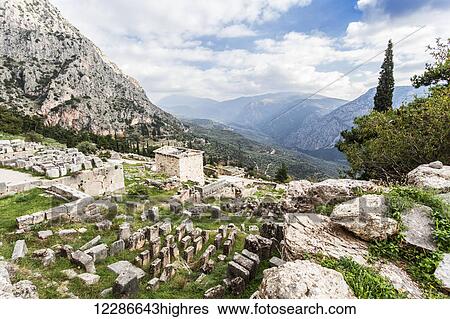 Stock Photograph - Treasury of Athenians; Delphi, Greece. Fotosearch