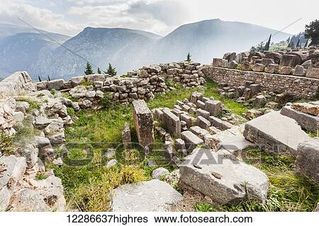 Treasury of Corinthians; Delphi, Greece View Large Photo Image Stock Photograph - Treasury of Corinthians; Delphi, Greece. Fotosearch