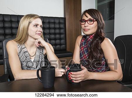 Two professional business women meeting in a boardroom; St. Albert, Alberta, Canada View Large Photo Image Picture - Two professional business women meeting in a boardroom; St. Albert, Alberta, Canada. Fotosearch
