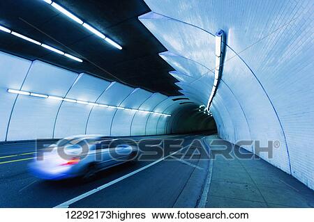 Urban Tunnel, Car moving with Motion Blur View Large Photo Image Stock Photograph - Urban Tunnel, Car moving with Motion Blur. Fotosearch