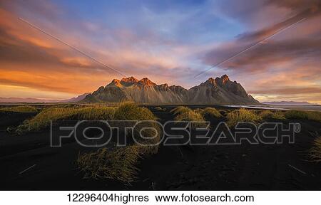 Vestrahorn at sunrise, near the town of Hofn in southeastern Iceland; Iceland View Large Photo Image Stock Photograph - Vestrahorn at sunrise, near the town of Hofn in southeastern Iceland; Iceland. Fotosearch