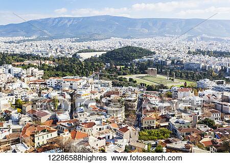 Stock Photograph - View from the Temple of Olympian Zeus; Athens, Greece. Fotosearch
