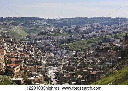 View looking South from the temple mount where the Kidron Valley joins the Valley of Gehenna; Jerusalem, Israel View Large Photo Image Stock Photograph - View looking South from the temple mount where the Kidron Valley joins the Valley of Gehenna; Jerusalem, Israel. Fotosearch