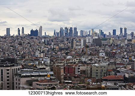 View of Levent business district from rooftop bar at dusk; Istanbul, Turkey View Large Photo Image Stock Photograph - View of Levent business district from rooftop bar at dusk; Istanbul, Turkey. Fotosearch