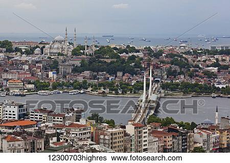 Stock Photograph - View of Sultanahmet, old city Istanbul at dusk; Istanbul, turkey. Fotosearch