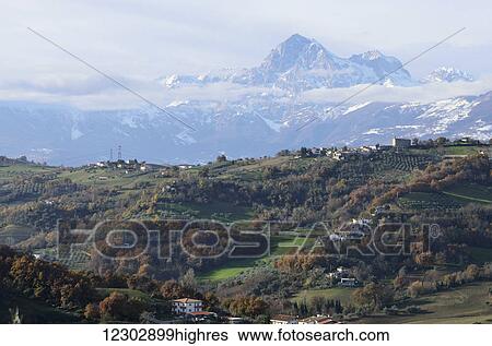 View of the countryside with the Maiella peak in the background; Abruzzi, Italy View Large Photo Image Stock Photograph - View of the countryside with the Maiella peak in the background; Abruzzi, Italy. Fotosearch