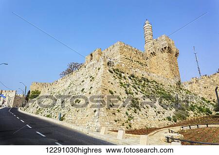 Wall and old building with tower; Jerusalem, Israel View Large Photo Image Stock Photograph - Wall and old building with tower; Jerusalem, Israel. Fotosearch