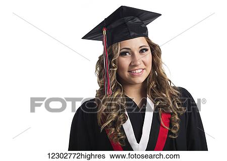Stock Photograph - Young graduating woman; Edmonton, Alberta, Canada. Fotosearch