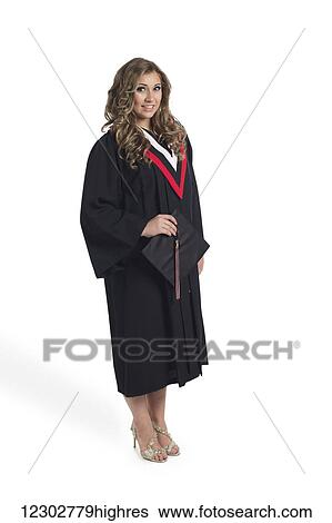 Stock Photograph - Young graduating woman; Edmonton, Alberta, Canada. Fotosearch
