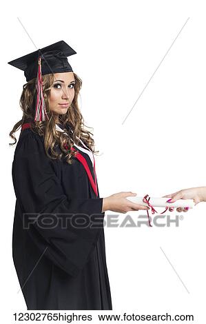 Young woman graduate receiving her diploma; Edmonton, Alberta, Canada View Large Photo Image Stock Photograph - Young woman graduate receiving her diploma; Edmonton, Alberta, Canada. Fotosearch