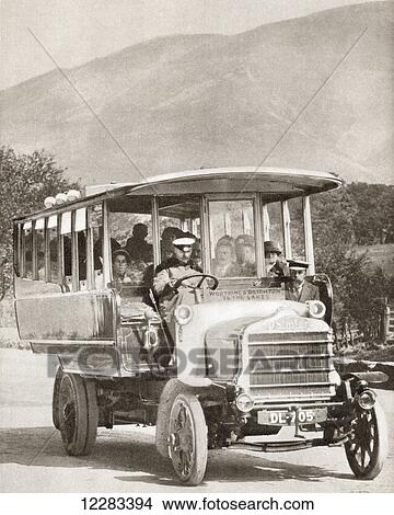 Picture - A 1913 Southdown Motor Service Daimler Charabanc. From The Story of 25 Eventful Years in Pictures, published 1935.. Fotosearch