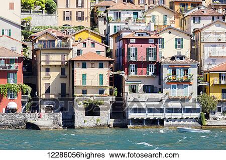 A close up view of the architecture on Lake Como; Varenna, Lombardy, Italy View Large Photo Image Stock Photograph - A close up view of the architecture on Lake Como; Varenna, Lombardy, Italy. Fotosearch