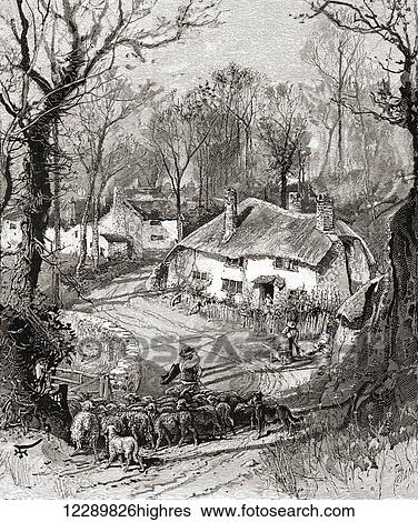 A Devonshire village, England in the 19th century. From The Century Illustrated Monthly Magazine, published 1884. View Large Photo Image Stock Photograph - A Devonshire village, England in the 19th century. From The Century Illustrated Monthly Magazine, published 1884.. Fotosearch