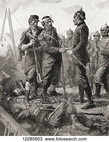 A German commander shakes hands with a wounded and defeated French officer, allowing him to keep his weapons during WWI. From The War Illustrated Album Deluxe, published 1915. View Large Photo Image Stock Image - A German commander shakes hands with a wounded and defeated French officer, allowing him to keep his weapons during WWI. From The War Illustrated Album Deluxe, published 1915.. Fotosearch