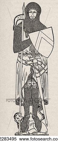 Stock Photography - A knight in armour worn during the 12th century. From A First Book of British History published 1925.. Fotosearch