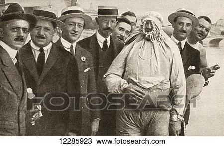 A man wearing an Italian device called an Iarosacco, worn over clothing it enabled the wearer to pass over most streams with the aid of a light oar. From The Pageant of the Century, published 1934 View Large Photo Image Stock Image - A man wearing an Italian device called an Iarosacco, worn over clothing it enabled the wearer to pass over most streams with the aid of a light oar. From The Pageant of the Century, published 1934. Fotosearch
