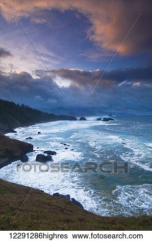 A morning storm brews on the pacific coast in this view from Ecola State Park, near Cannon Beach; Oregon, United States of America View Large Photo Image Stock Photograph - A morning storm brews on the pacific coast in this view from Ecola State Park, near Cannon Beach; Oregon, United States of America. Fotosearch