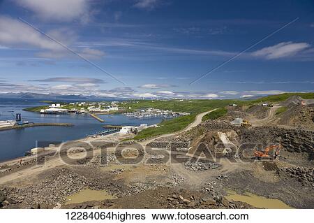 A rock quarry along the Sand Point Harbor, Sand Point, Popof Island, Southwestern Alaska, USA, Summer View Large Photo Image Stock Photograph - A rock quarry along the Sand Point Harbor, Sand Point, Popof Island, Southwestern Alaska, USA, Summer. Fotosearch