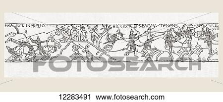A scene from the Battle of Hastings, 1066. Norman horsemen attacking English infantry, from the Bayeux Tapestry. From A First Book of British History published 1925. View Large Photo Image Stock Image - A scene from the Battle of Hastings, 1066. Norman horsemen attacking English infantry, from the Bayeux Tapestry. From A First Book of British History published 1925.. Fotosearch