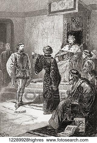 A scene from William Shakespeare's play King Richard II, Act 1, scene 1. Bolingbroke: Pale trembling coward, there I throw my gage. Illustration by Gordon Browne. From The Works of William Shakespeare, published 1896. View Large Photo Image Stock Photograph - A scene from William Shakespeare's play King Richard II, Act 1, scene 1. Bolingbroke: Pale trembling coward, there I throw my gage. Illustration by Gordon Browne. From The Works of William Shakespeare, published 1896.. Fotosearch