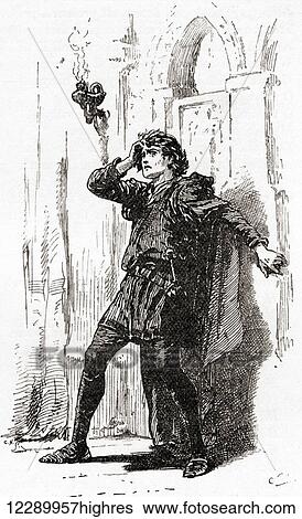 A scene from William Shakespeare's play Hamlet. Act I, scene 5. Hamlet: Remember thee! Ay, thou poor ghost, while memory holds a seat in this distracted globe. Illustration by Gordon Browne. From The Works of William Shakespeare, published 1896. View Large Photo Image Stock Photograph - A scene from William Shakespeare's play Hamlet. Act I, scene 5. Hamlet: Remember thee! Ay, thou poor ghost, while memory holds a seat in this distracted globe. Illustration by Gordon Browne. From The Works of William Shakespeare, published 1896.. Fotosearch