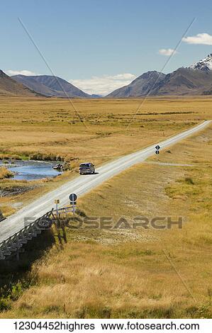 Stock Photograph - A scenic drive through the Mavora lake region; Mavora, Southland, New Zealand. Fotosearch