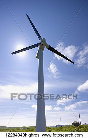 A single wind turbine stands on a grassy hill, Sand Point, Southwestern Alaska, USA, Summer View Large Photo Image Stock Photograph - A single wind turbine stands on a grassy hill, Sand Point, Southwestern Alaska, USA, Summer. Fotosearch