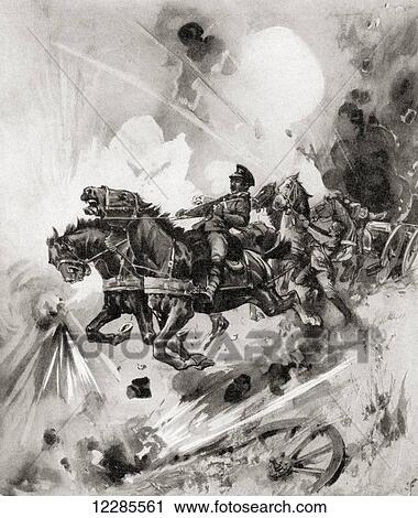 A team of horses from a British battery stampede in fright from bursting German shells during WWI. From The War Illustrated Album Deluxe, published 1915. View Large Photo Image Stock Image - A team of horses from a British battery stampede in fright from bursting German shells during WWI. From The War Illustrated Album Deluxe, published 1915.. Fotosearch