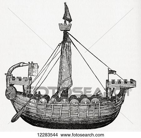 A twelfth to thirteenth century King's Ship. From The Romance of the Merchant Ship, published 1931. View Large Photo Image Picture - A twelfth to thirteenth century King's Ship. From The Romance of the Merchant Ship, published 1931.. Fotosearch