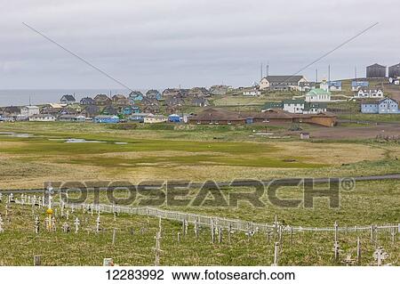 A weathered picket fence surrounds the grave crosses in the cemetary outside St. Paul, St. Paul Island, Southwestern Alaska, USA, Summer View Large Photo Image Stock Image - A weathered picket fence surrounds the grave crosses in the cemetary outside St. Paul, St. Paul Island, Southwestern Alaska, USA, Summer. Fotosearch
