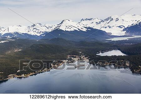 Aerial view of Auke Bay near Juneau with snow covered peaks in the background, Juneau, Southeast Alaska, USA, Spring View Large Photo Image Stock Photograph - Aerial view of Auke Bay near Juneau with snow covered peaks in the background, Juneau, Southeast Alaska, USA, Spring. Fotosearch
