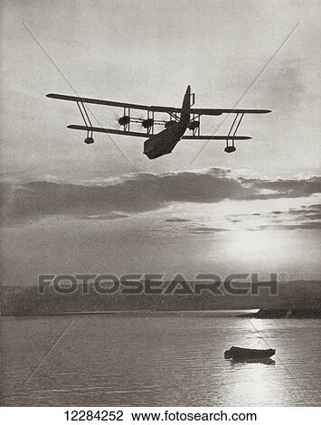 Stock Image - An Imperial Airlines Scipio Class flying boat c. 1931. From The Story of 25 Eventful Years in Pictures, published 1935.. Fotosearch
