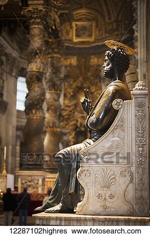 Stock Photograph - Ancient statue of Saint Peter, St. Peter's Basilica; Rome, Italy. Fotosearch