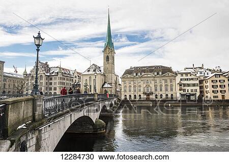 Arch bridge over the Limmat River; Zurich, Switzerland View Large Photo Image Stock Image - Arch bridge over the Limmat River; Zurich, Switzerland. Fotosearch