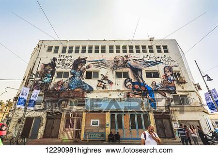 Stock Photograph - Artwork painted on the wall of a building; Joppa, Israel. Fotosearch